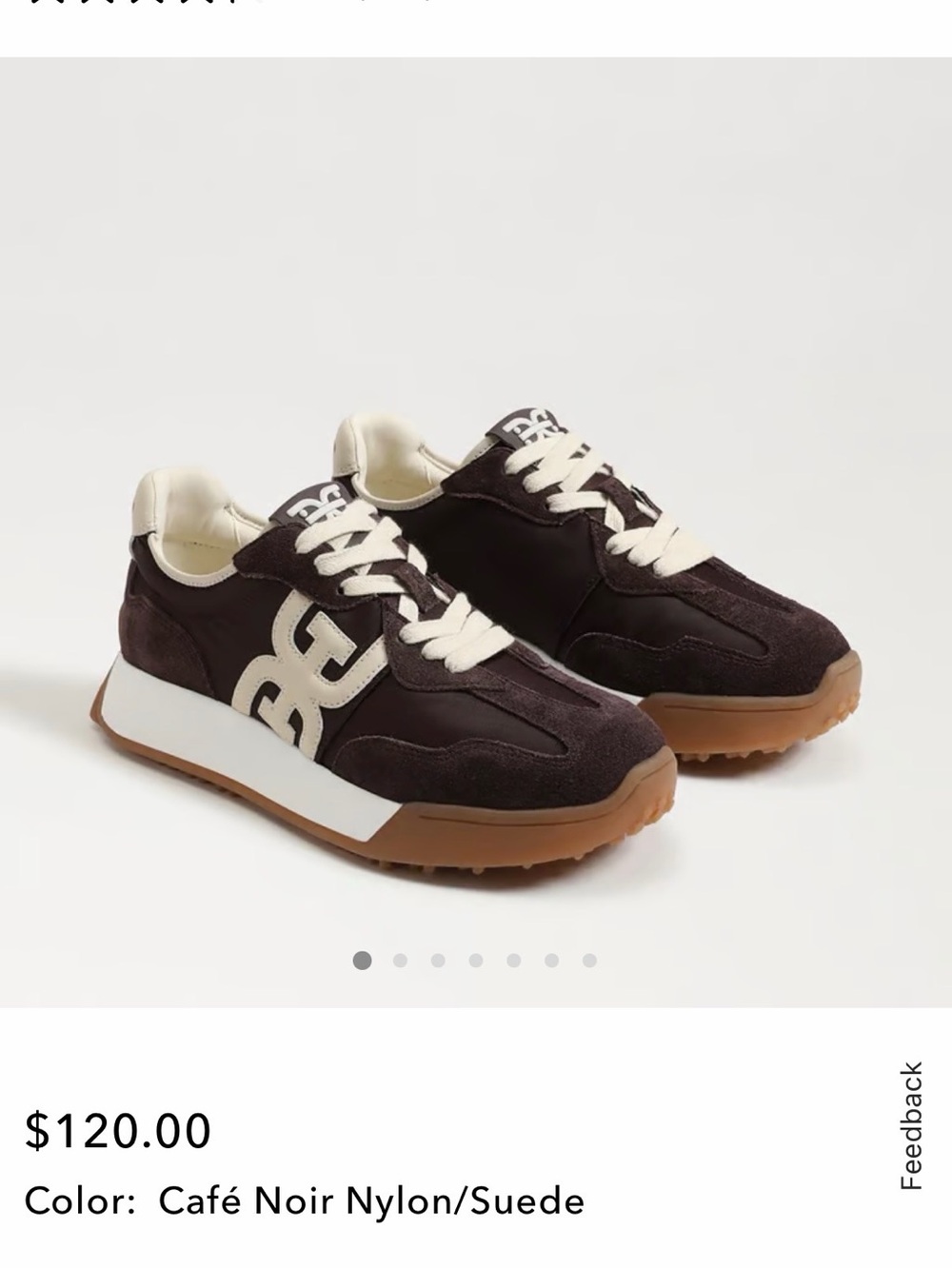 Sam Edelman Size 7 Café Noir Suede Nylon Runner Sneakers - Brown/Cream
